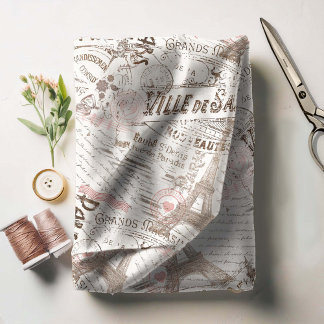 Tissu Vintage Romance Collage rose ID226