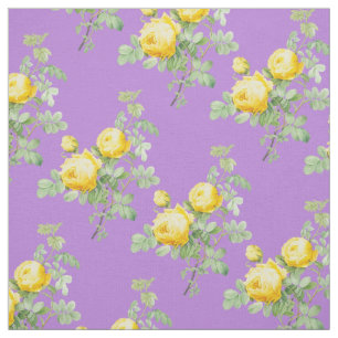 Tissu Vintage Roses Jaunes Élégant Motif