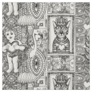 Tissu vintage valentine kitsch noir demi perle