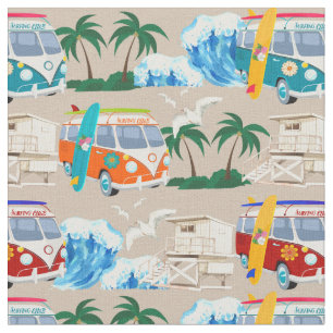 Tissu vintage Van Surf beige Stof