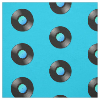 Tissu Vinyl LP Record sur Motif bleu