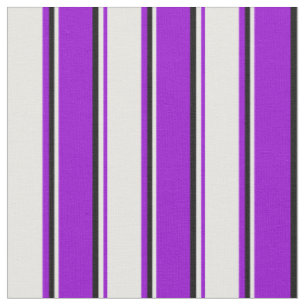 Tissu Violet foncé, blanc et noir, Motif linéaire/rayé