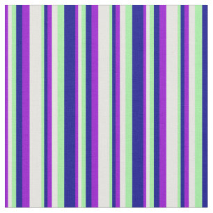 Tissu Violet foncé, blanc, vert et Motif bleu foncé