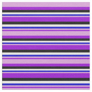 Tissu Violet foncé, prune, bleu, blanc et Motif noir