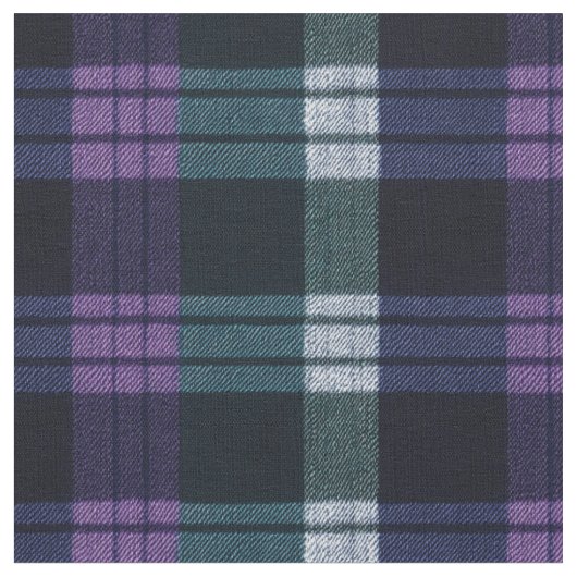 Tissu Violet, Vert, Blanc, Tartan noir (Fermer)