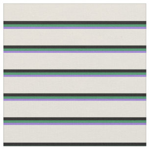 Tissu Violet, Vert mer, Noir & Beige Motif rayé