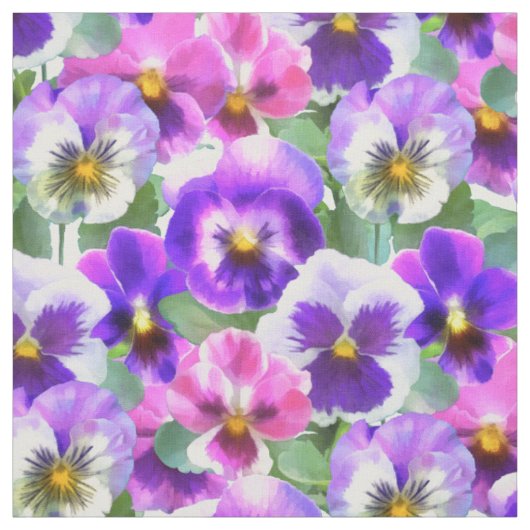 Tissu Violets colorés Pansy Flowers Motif (Échantillon)