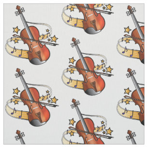 Tissu Violon et arc avec des notes et des étoiles