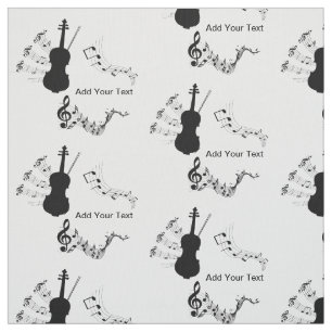 Tissu Violon noir et blanc élégant avec notes musicales
