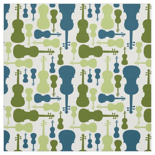 Tissu Violons - Bleu et Vert (Échantillon)