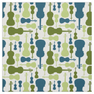 Tissu Violons - Bleus et verts