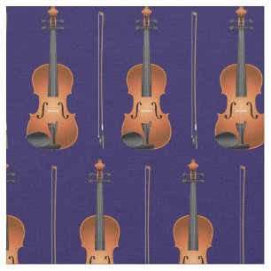 Tissu Violons Musique Musicien Salle Décor Bleu