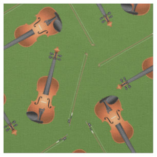 Tissu Violons Musique Musicien Salle Décor Vert