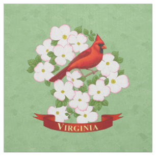 Tissu Virginie State Cardinal Bird and Dogwood Flower