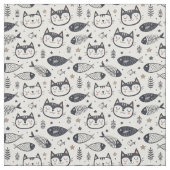 Tissu Visage de Chat Mignon & Motif d'Os de Poisson - De (Échantillon)
