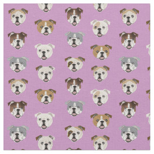Tissu Visage de chien pourpre des Bulldogs anglais