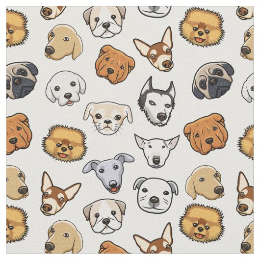 Tissu Visages de chien mignons (Fermer)
