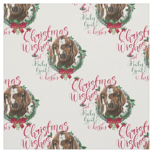 Tissu Voeux de Noël Bébé Chèvre Baisers Chèvre Boer (Échantillon)