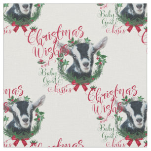 Tissu Voeux de Noël sm Baby Chèvre Baisers Chèvre alpine