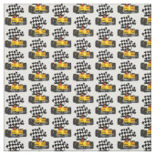 Tissu Voiture de course jaune avec drapeau À damiers (Échantillon)