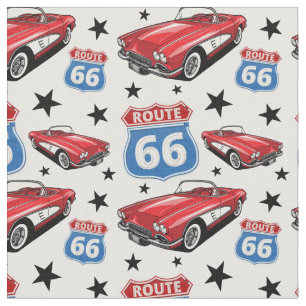 Tissu Voiture de sport classique rouge C1 1961 Route 66