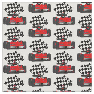 Tissu Voiture Red Race avec drapeau À damiers