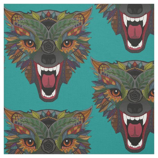 Tissu vol de combat de loup bleu turquoise (Échantillon)