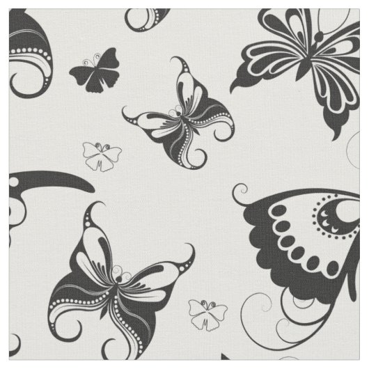Tissu Vol papillon noir et blanc 2 (Fermer)