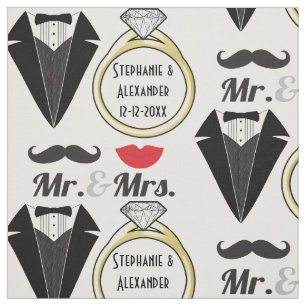 Tissu Votre mariage nommé de smoking de M. Mme Lips