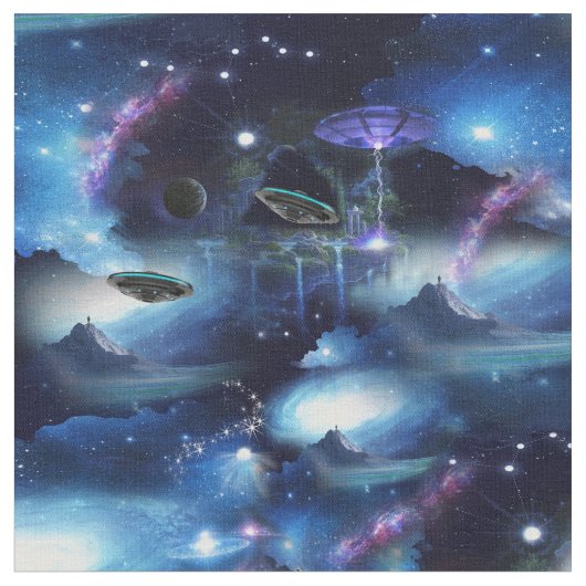 Tissu Voyage spatial intergalactique (Fermer)