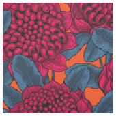 Tissu Waratah rouge et brunes (Échantillon)