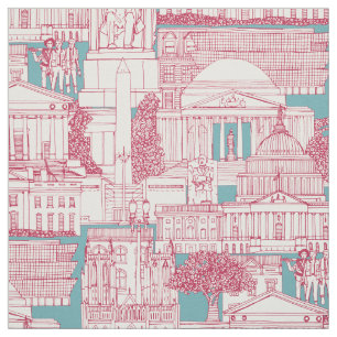 Tissu Washington DC toile viva magenta turquoise