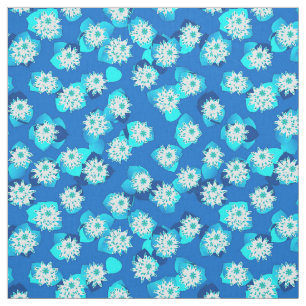 Tissu Water Lily motif, turquoise, bleu et blanc
