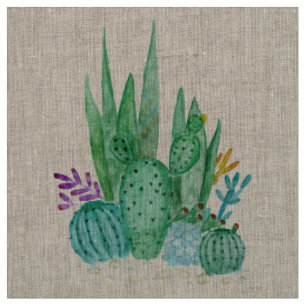 Tissu Watercolor , cactus , succulents