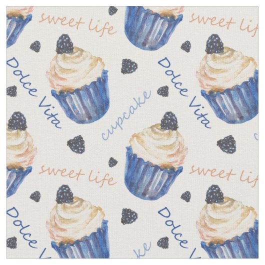 Tissu Watercolor cupcakes (Fermer)