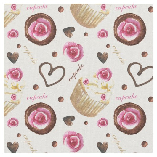 Tissu Watercolor cupcakes (Fermer)