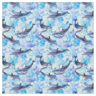 Tissu watercolor dolphin fish seamlestern