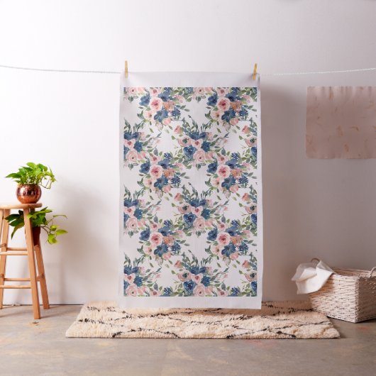 Tissu Watercolor Navy et Blush Floral (In Situ)