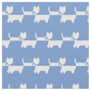 Tissu West Highland Terrier Chien Silhouette Bleu clair
