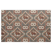 Tissu Western Longhorn Steer Brown et Turquoise (Fat Quarter)