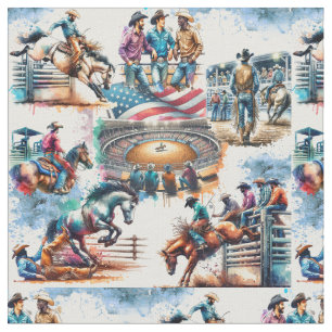 Tissu Western Rodeo Cowboy Bronc Riding Event