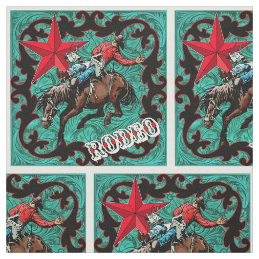 Tissu Western Rodeo Cowboy Bronc Riding Faux Leather (Échantillon)
