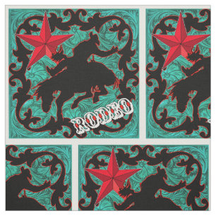 Tissu Western Rodeo Cowboy Bronc Riding Faux Leather