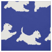 Tissu Westies courant sur du bleu (Échantillon)