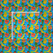 Tissu Whimsical Funny Salade Motif bleu (Carreau)
