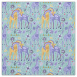 Tissu Whimsical violet Turquoise Giraffes Jaunes Monogra