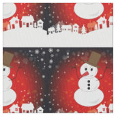 Tissu Whimsical Winter Night Snowman sur Arrière - plan (fermé)