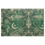 Tissu Whimsy Gold & Green Dreamcatcher Feathers Mandala (Fat Quarter)