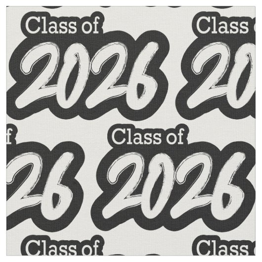 Tissu White Bold Brush Class of 2026 (Fermer)