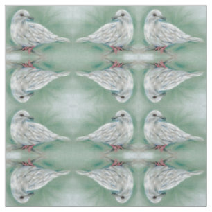 Tissu White Dove in the Pine Pastel Motif d'art
